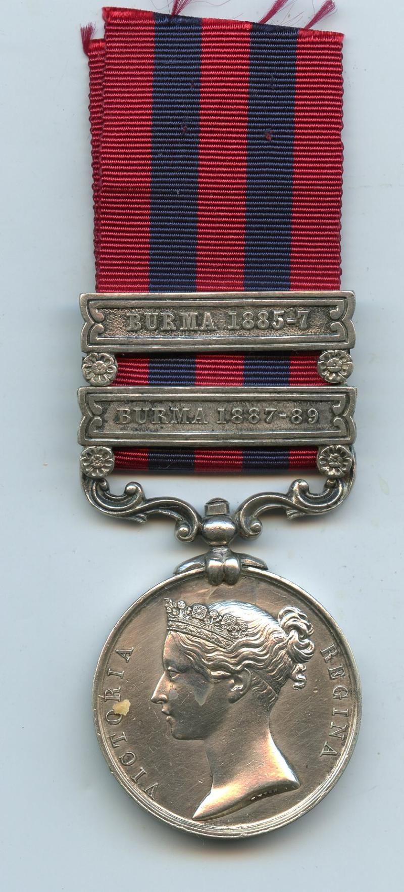 India General Service Medal 1854 2 Burma  Clasps ; Pte William Curran, Royal Scots Fusiliers