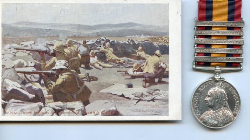 Queens South Africa Medal  To Pte Robert Roach,  Royal Scots Fusiliers
