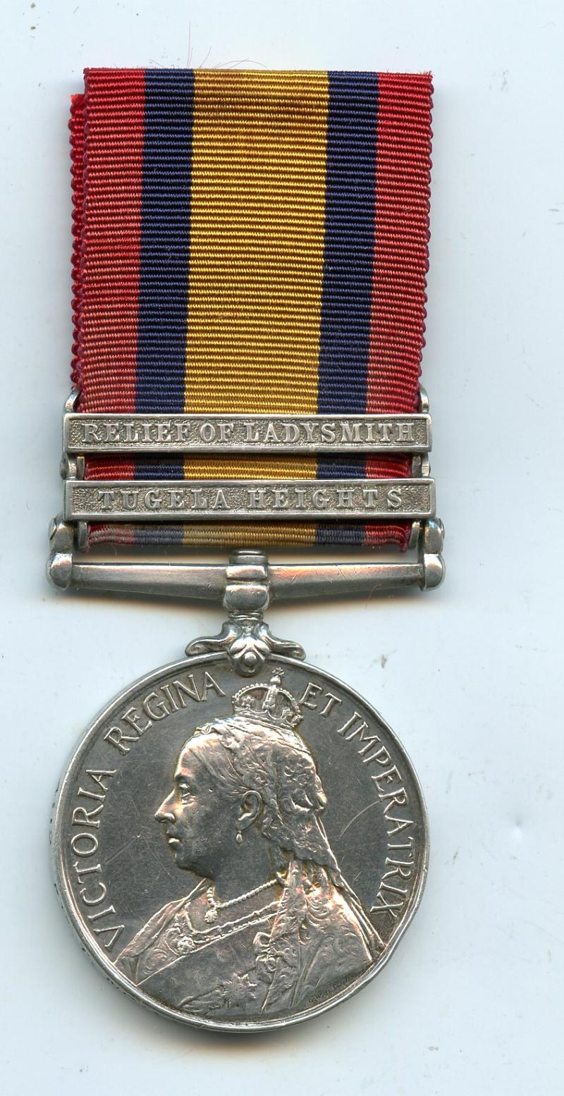 Queens South Africa Medal To Pte T McVeigh, Royal Scots Fusiliers