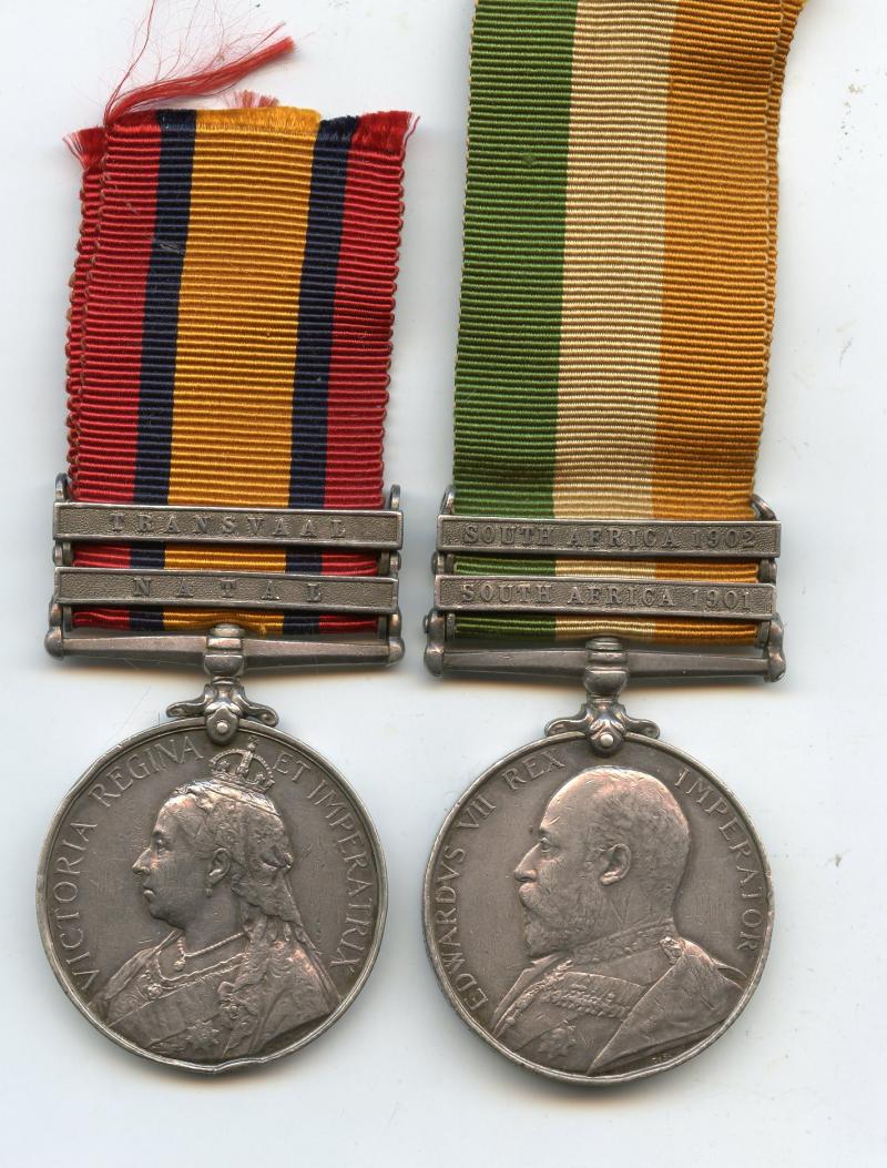 Boer War Pair of Medals To Pte Edward Young , Royal Scots Fusiliers