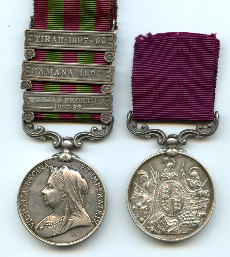 India General Service 1895-1902 & Long Service Medal Pair To Pte ( Bandsman) Richard William Norris, Royal Scots Fusiliers