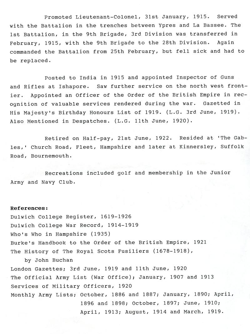 India General Service 1895-1902, 3 clasps To Captain Lt- Col Hugh Pleydell De La Bere, O.B.E. Royal Scots Fusiliers