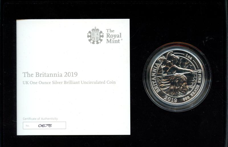 U.K. 2019 Royal Mint  Brilliant Uncirculated Silver  One Ounce Britannia Coin