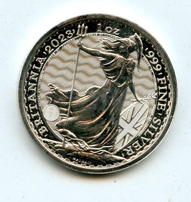 U.K. 2023 Queen Elizabeth II  Uncirculated Silver  One Ounce Britannia Coin