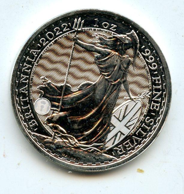 U.K. 2022 Queen Elizabeth II  Uncirculated Silver  One Ounce Britannia Coin