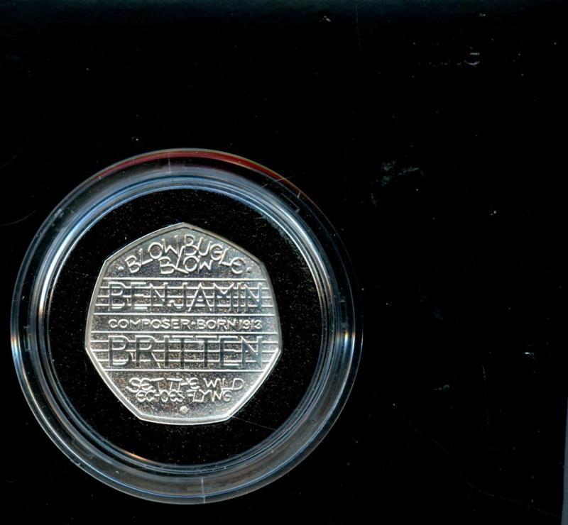 UK 2013 The 100th Anniversary of the Birth of Benjamin Britten Silver Proof  Fifty Pence Coin