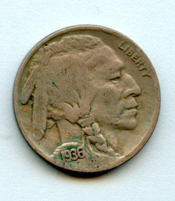United States of America. U.S.A Nickel Five Cents Coin Dated 1936S