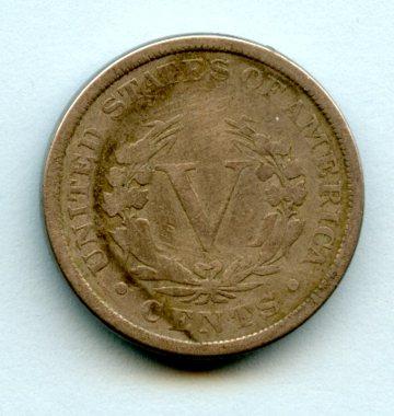United States of America. U.S.A Nickel Five Cents Coin Dated 1897