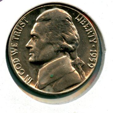 United States of America. U.S.A Nickel Five Cents Coin Dated 1959D