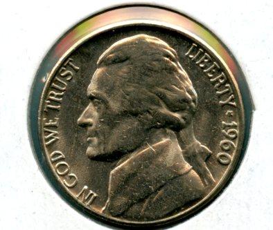 United States of America.   U.S.A Nickel Five Cents Coin  Dated 1960D