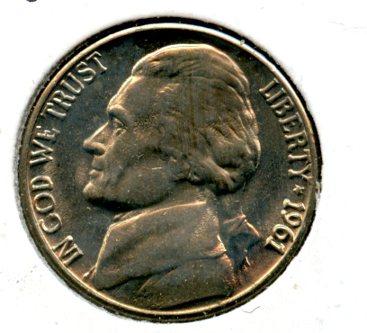 United States of America. U.S.A Nickel Five Cents Coin  Dated 1961