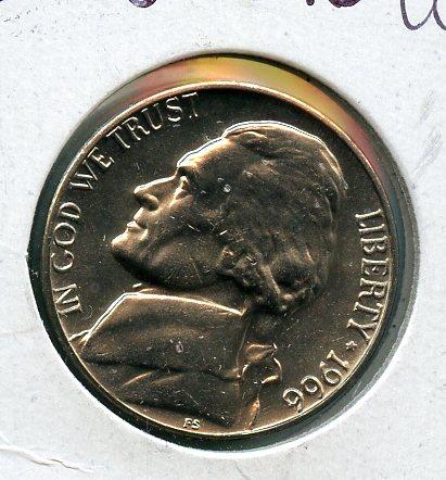 United States of America.   U.S.A Nickel Five Cents Coin  Dated 1966