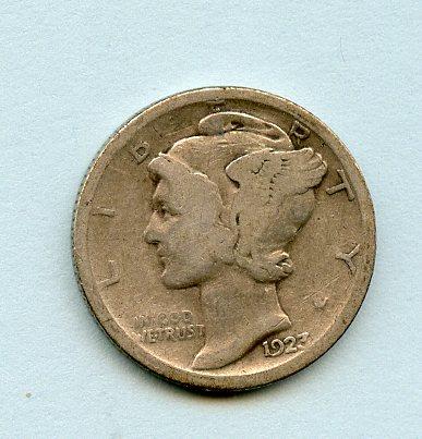 U.S.A.United States of America  Mercury Silver Dime 10 Cents Coin  Dated 1923S