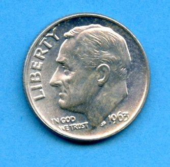 U.S.A. United States of America   Silver Dime 10 Cents Coin  Dated 1963
