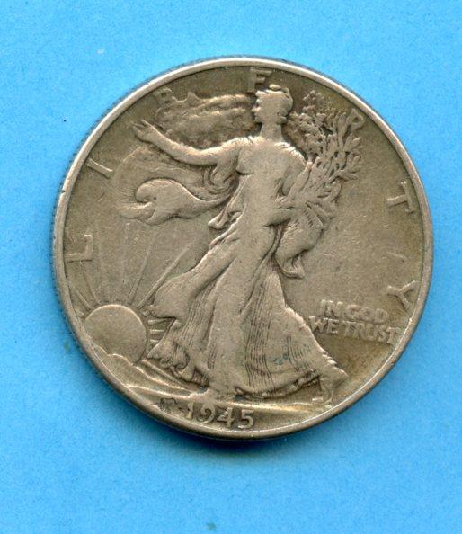 U.S.A. United States of America Walking Liberty Half  Dollar Dated 1945