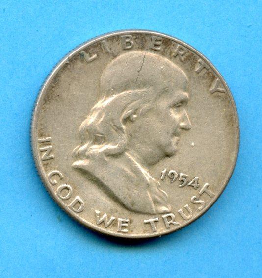 U.S.A. United States of America  Franklin Half  Dollar Dated 1954