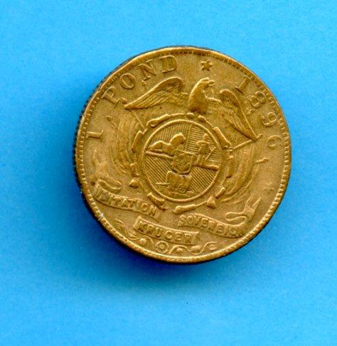 South Africa Brass One Pond Coin Dated 1896
