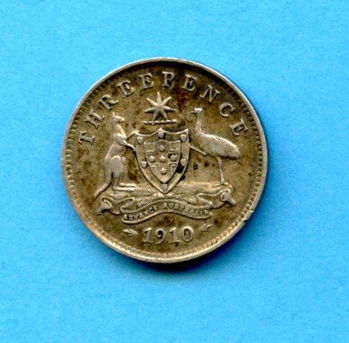 Australia Silver Threepence Dated 1910