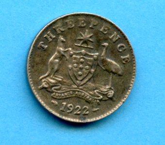 Australia  Silver Threepence Dated 1922