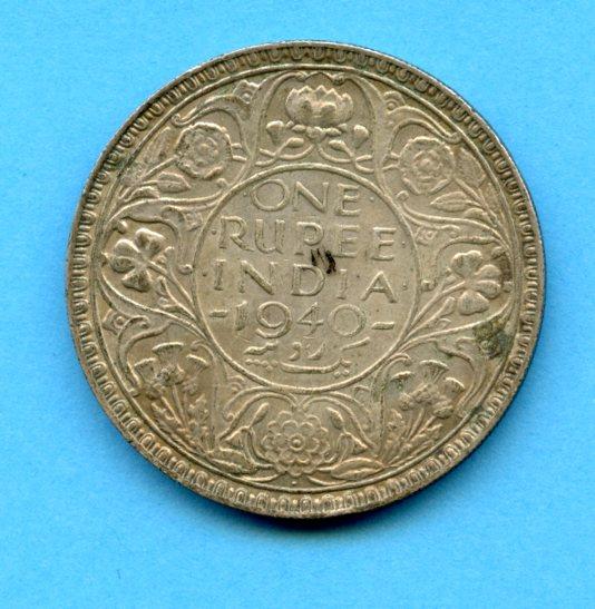 India  Silver One Rupee Coin Dated 1940