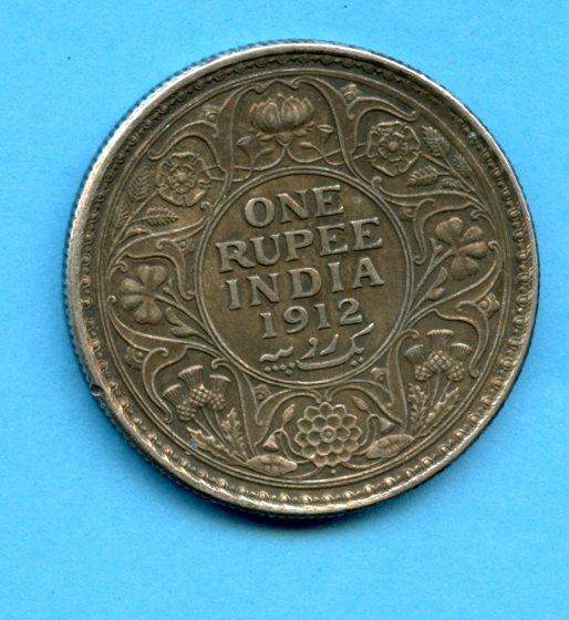 India Silver One Rupee Coin Dated 1912