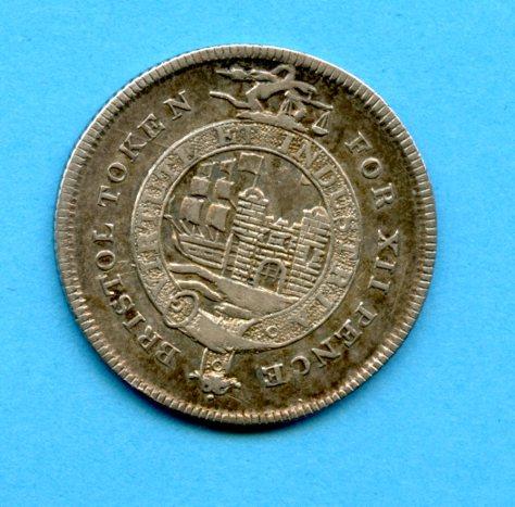 Bristol Silver XII Pence Token Coin Dated 1811