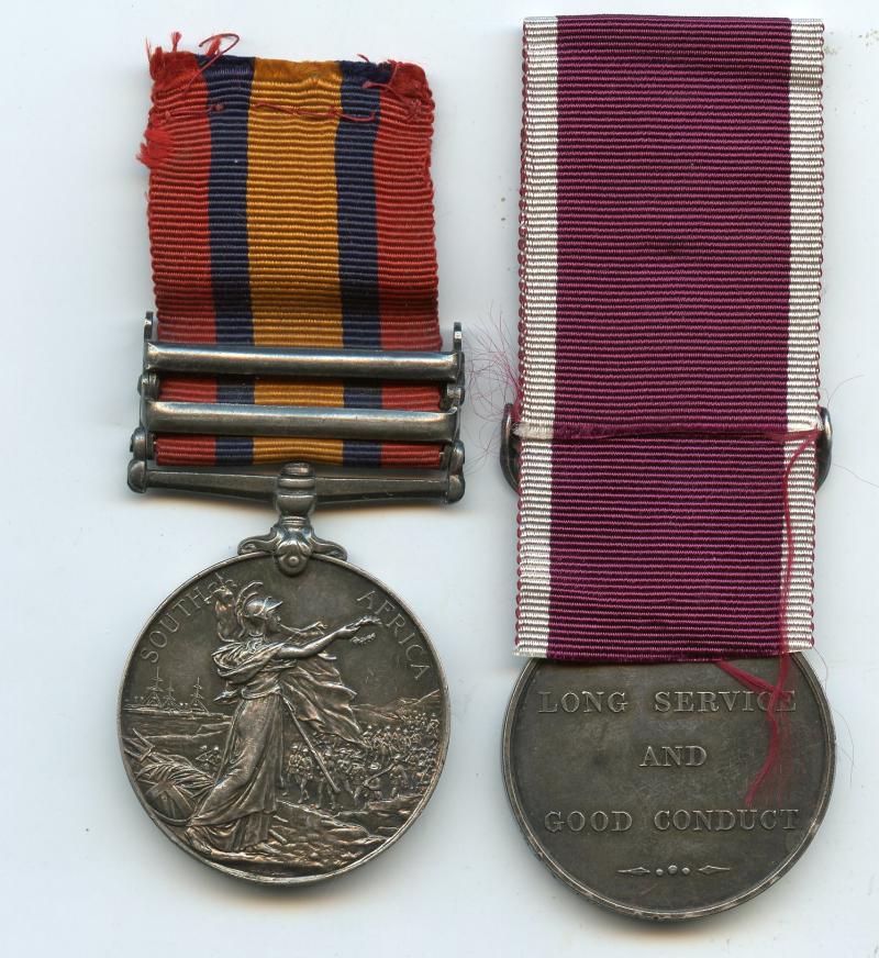 Queens South Africa & Long Service Medal Pair To Sjt W. McRill, Army Pay Corps
