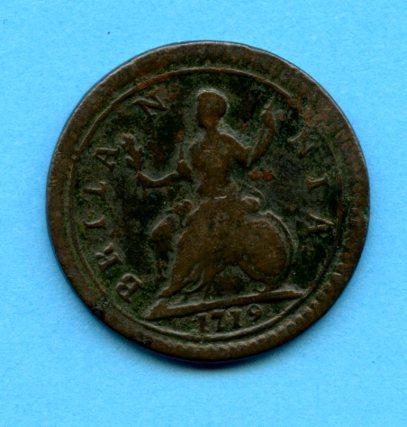 UK George I 1719 Farthing Coin