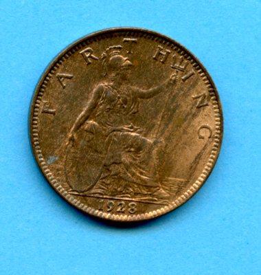 UK George V  1928 Farthing Coin