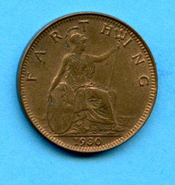 UK George V  1930 Farthing Coin