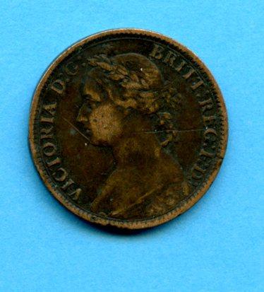 UK Queen Victoria 1885 Farthing Coin