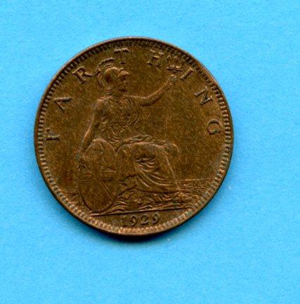 UK George V  1929 Farthing Coin