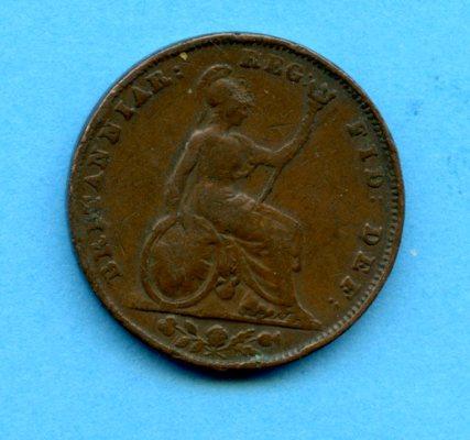 UK Queen Victoria  Farthing Coin Dated 1843
