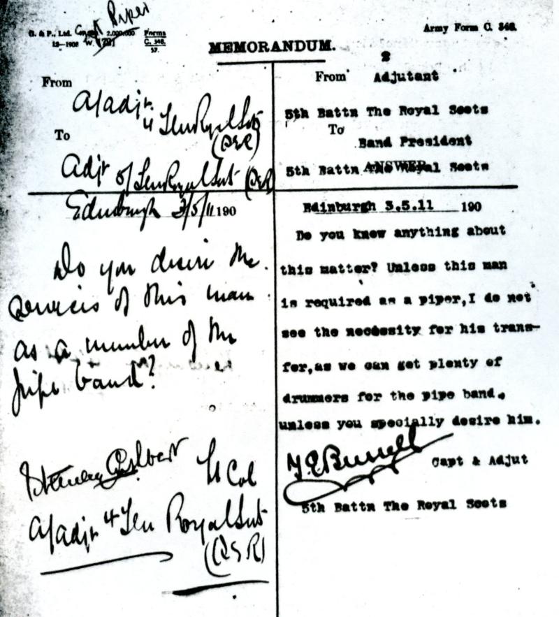 Territorial Force Efficiency Medal To Cpl (Piper) Hugh Newton . N. Campbell, 5th Battalion Royal Scots
