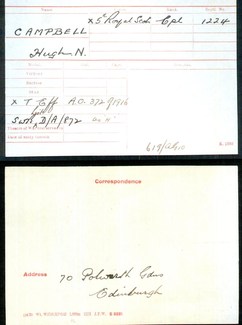 Territorial Force Efficiency Medal To Cpl (Piper) Hugh Newton . N. Campbell, 5th Battalion Royal Scots