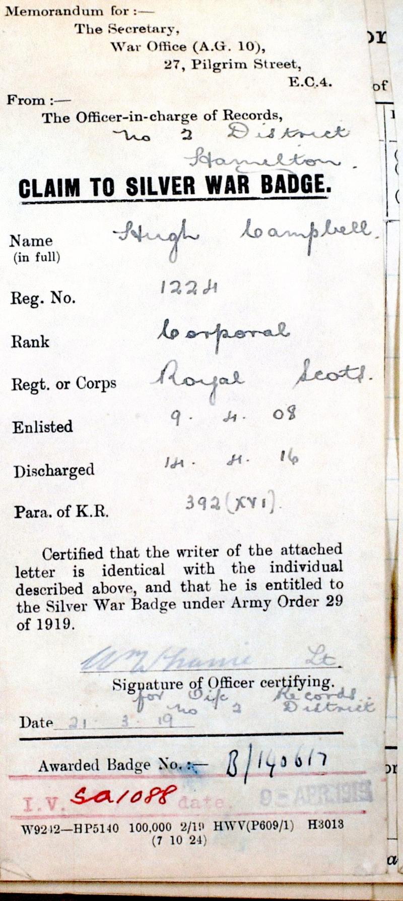 Territorial Force Efficiency Medal To Cpl (Piper) Hugh Newton . N. Campbell, 5th Battalion Royal Scots