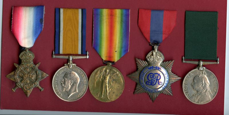 WW1 Mons Trio ISM & Volunteer Force Long Service Medal Group To Sgt H. N. M. Campbell, The Queen's Edinburgh Rifles Royal Scots & Royal Engineers