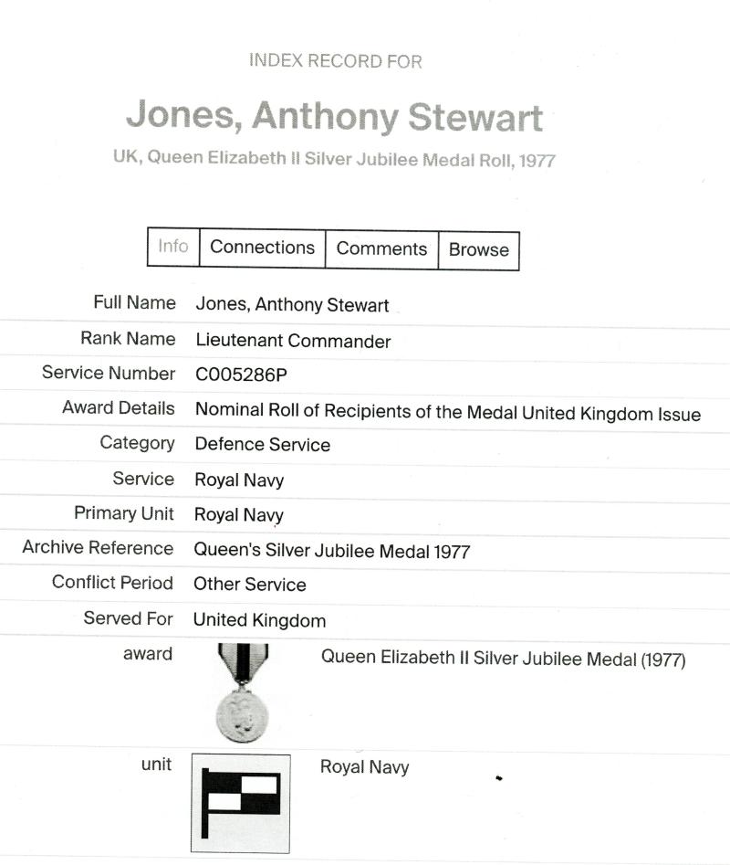 Naval General Service Medal Cyprus & Jubilee 1977 Medal To Lieutenant Commander Anthony Stewart Jones Royal Navy