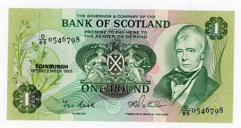 Bank of Scotland  £1 One Pound Note Dated 12th December 1985