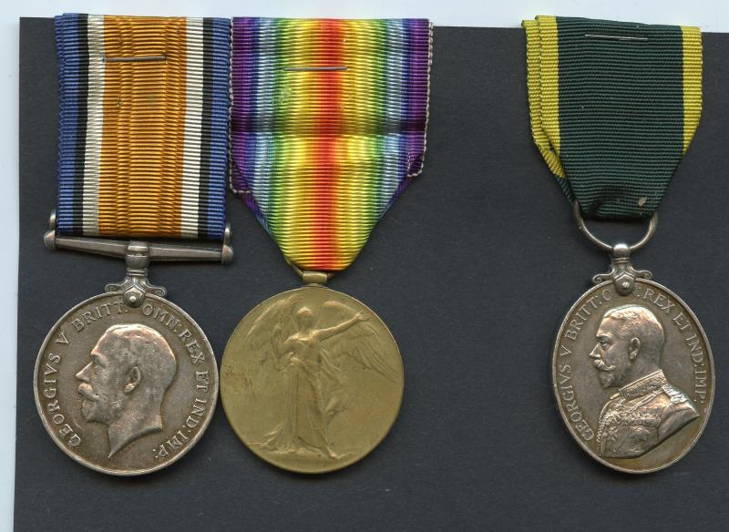 WW1 British War & Victory Medals Pair & Territorial Medal To Cpl David Taylor, Cameron Highlanders & 6th Bn Cameronians